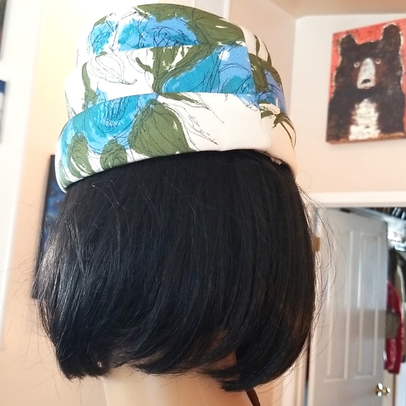 50's Whimsical Turq Stacked Layer Birthday Cake Floral Cloche Gorg Hat EUVC ooak - Picture 11 of 15